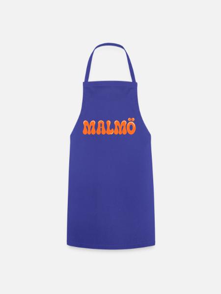 Malmö Neon Orange Retro - Kochschürze - Royalblau