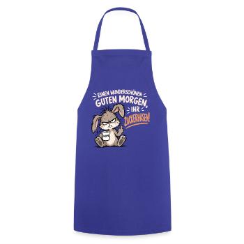 Morgenmuffel Hase - Kochschürze - Royalblau - Vorne - AI Model Male 185 dark (185cm)