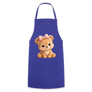 Kuschelbär mit rosa Schleife - Kochschürze - Royalblau - Vorne - AI Model Male 185 dark (185cm)