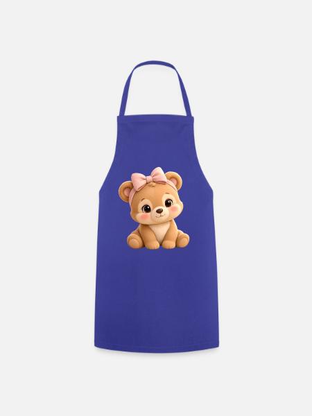 Kuschelbär mit rosa Schleife - Kochschürze - Royalblau