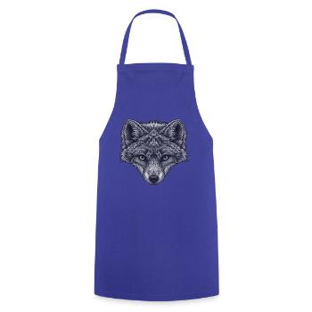 graues polarfuchs gesicht, Linienkunst Schwarzweiß - Kochschürze - Royalblau - Vorne - AI Model Male 185 dark (185cm)