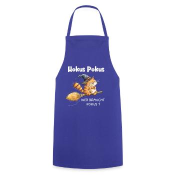 Hokus Pokus Katze Besen Spruch Sarkasmus Humor - Kochschürze - Royalblau - Vorne - AI Model Male 185 dark (185cm)