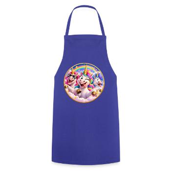 Festliche Regenbogeneinhörner - Kochschürze - Royalblau - Vorne - AI Model Male 185 dark (185cm)