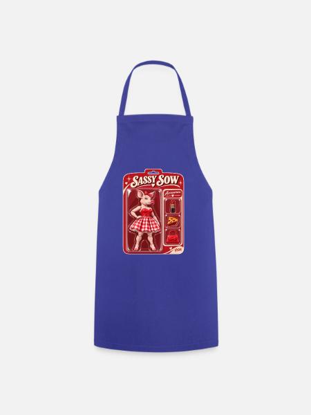 Sassy Sow Retro-Schweinepuppe - Kochschürze - Royalblau
