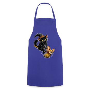 Halloween Hexenkatze mit störrischem - Kochschürze - Royalblau - Vorne - AI Model Male 185 dark (185cm)