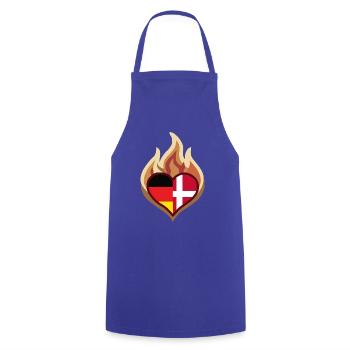 Flammendes Herz Deutschland-Dänemark - Kochschürze - Royalblau - Vorne - AI Model Male 185 dark (185cm)