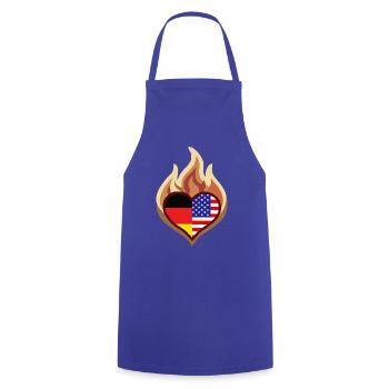 Feuerherz Flaggenfusion Deutschland USA - Kochschürze - Royalblau - Vorne - AI Model Male 185 dark (185cm)