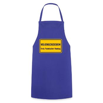 Wolkenkuckucksheim Ortsschild Lustig Humor Spruch - Kochschürze - Royalblau - Vorne - AI Model Male 185 dark (185cm)