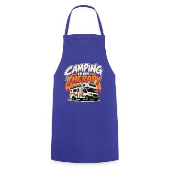 Camping Is My Therapy – Wohnmobil Camper - Kochschürze - Royalblau - Vorne - AI Model Male 185 dark (185cm)