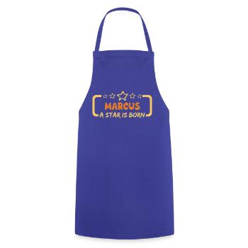 Spruch Marcus - Kochschürze - Royalblau - Vorne - AI Model Male 185 dark (185cm)