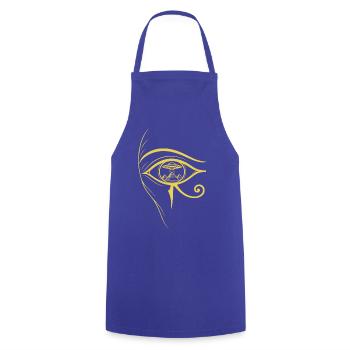 Auge des Horus, UFO - Kochschürze - Royalblau - Vorne - AI Model Male 185 dark (185cm)