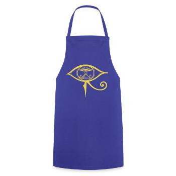 Auge von Horus, antikes UFO - Kochschürze - Royalblau - Vorne - AI Model Male 185 dark (185cm)