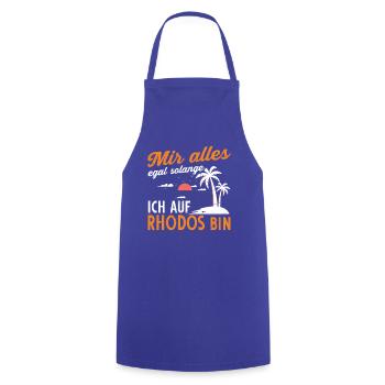 Mir alles egal solange ich auf Rhodos bin - Kochschürze - Royalblau - Vorne - AI Model Male 185 dark (185cm)