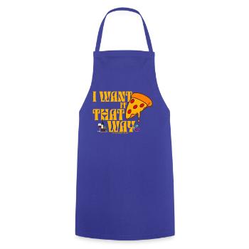 I Want It That Way Pizza Wein - Kochschürze - Royalblau - Vorne - AI Model Male 185 dark (185cm)