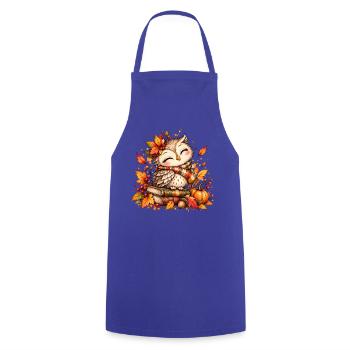 Kuschelige Herbst-Eule - Kochschürze - Royalblau - Vorne - AI Model Male 185 dark (185cm)