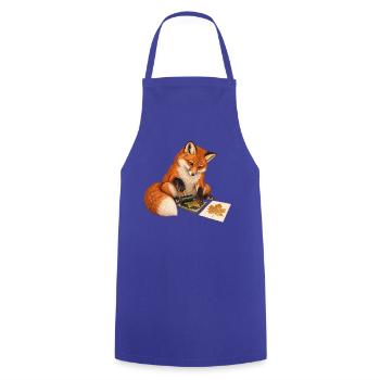 Fuchs druckt botanische Blätter - Kochschürze - Royalblau - Vorne - AI Model Male 185 dark (185cm)