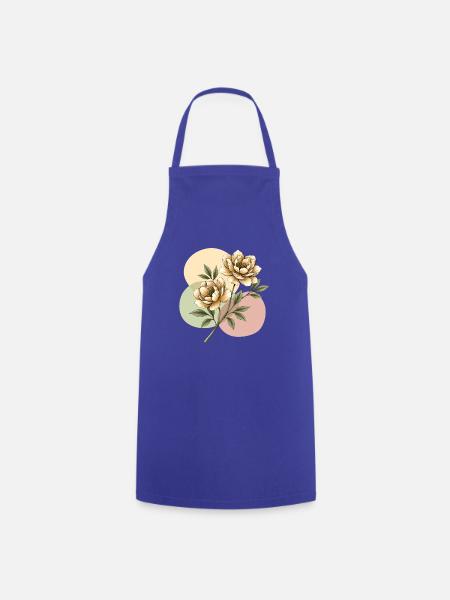 Pastellblüten Illustration - Kochschürze - Royalblau