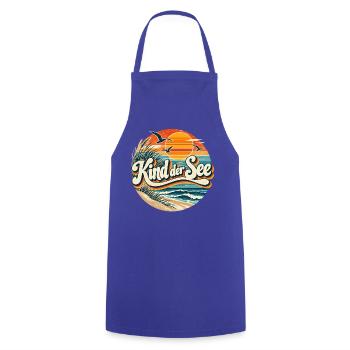 Kind der See Strand Retro - Kochschürze - Royalblau - Vorne - AI Model Male 185 dark (185cm)