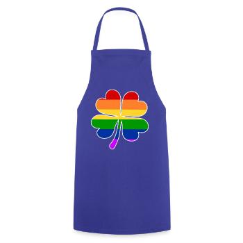 Regenbogen Flagge Vierblättriges Kleeblatt - Kochschürze - Royalblau - Vorne - AI Model Male 185 dark (185cm)