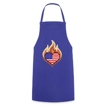 Flammenherz USA Flagge - Kochschürze - Royalblau - Vorne - AI Model Male 185 dark (185cm)