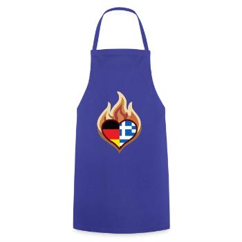 Griechenland Deutschland Flammenherz - Kochschürze - Royalblau - Vorne - AI Model Male 185 dark (185cm)