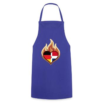 German Dominican Heart on Fire - Kochschürze - Royalblau - Vorne - AI Model Male 185 dark (185cm)