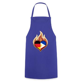 Herz in Flammen: Deutschland Philippinen - Kochschürze - Royalblau - Vorne - AI Model Male 185 dark (185cm)