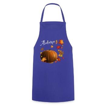 Autumn - Kürbis mit bunten Herbstblättern - Kochschürze - Royalblau - Vorne - AI Model Male 185 dark (185cm)