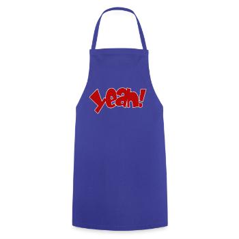 Yeah Cartoon Pop Design - Kochschürze - Royalblau - Vorne - AI Model Male 185 dark (185cm)
