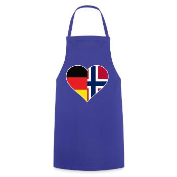 Deutsch-Norwegisches Flaggenherz - Kochschürze - Royalblau - Vorne - AI Model Male 185 dark (185cm)