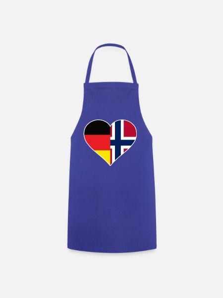 Deutsch-Norwegisches Flaggenherz - Kochschürze - Royalblau