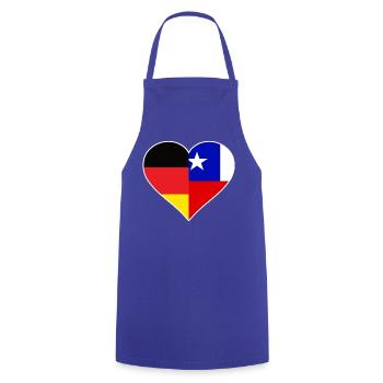 Deutsch-Chilenisches Flaggenherz - Kochschürze - Royalblau - Vorne - AI Model Male 185 dark (185cm)