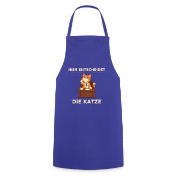 Hier Entscheidet Die Katze - Kochschürze - Royalblau - Vorne - AI Model Male 185 dark (185cm)