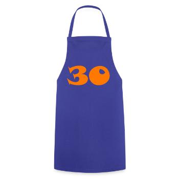 30. 30 JAHRE. 30-JÄHRIGES JUBILÄUM. 30-JÄHRIGES JUBILÄUM. - Kochschürze - Royalblau - Vorne - AI Model Male 185 dark (185cm)