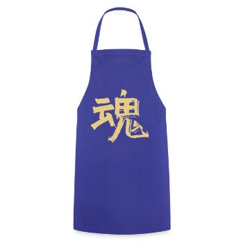 Geist / Seele (Tamashii) Japanisch - KANJI Tusche - Kochschürze - Royalblau - Vorne - AI Model Male 185 dark (185cm)