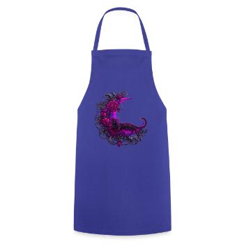 Mondrose Katze im violetten Mond - Kochschürze - Royalblau - Vorne - AI Model Male 185 dark (185cm)