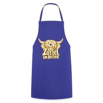 Hochlandrind Fan Geschenk Bauernhof Landleben - Kochschürze - Royalblau - Vorne - AI Model Male 185 dark (185cm)