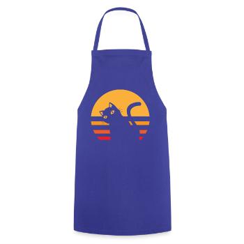 Katze Sonnenuntergang - Kochschürze - Royalblau - Vorne - AI Model Male 185 dark (185cm)