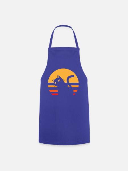 Katze Sonnenuntergang - Kochschürze - Royalblau