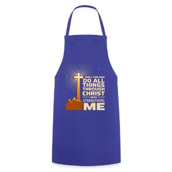 Ich kann alles durch Christus tun - Kochschürze - Royalblau - Vorne - AI Model Male 185 dark (185cm)