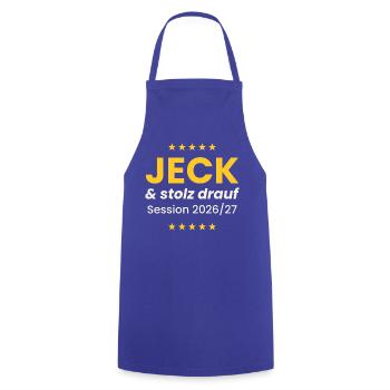 Jeck und stolz drauf Karneval Shirt Alaaf Session  - Kochschürze - Royalblau - Vorne - AI Model Male 185 dark (185cm)