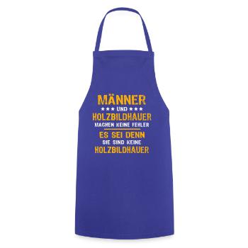 Holzbildhauer Spruch - Kochschürze - Royalblau - Vorne - AI Model Male 185 dark (185cm)
