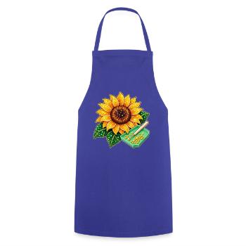 Diamond Painting Motiv - Funkelnde Sonnenblume - Kochschürze - Royalblau - Vorne - AI Model Male 185 dark (185cm)