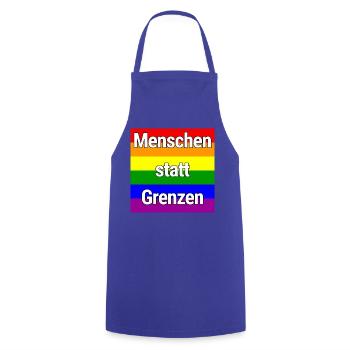MENSCHEN STATT GRENZEN REGENBOGEN STATEMENT - Kochschürze - Royalblau - Vorne - AI Model Male 185 dark (185cm)