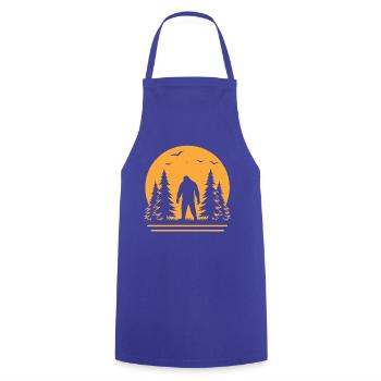 Bigfoot Moon Forest Night Silhouette - Kochschürze - Royalblau - Vorne - AI Model Male 185 dark (185cm)
