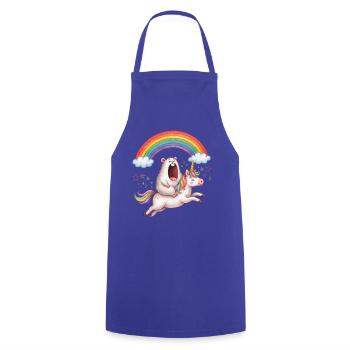 Schreiender Hamster reitet Einhorn Regenbogen - Kochschürze - Royalblau - Vorne - AI Model Male 185 dark (185cm)