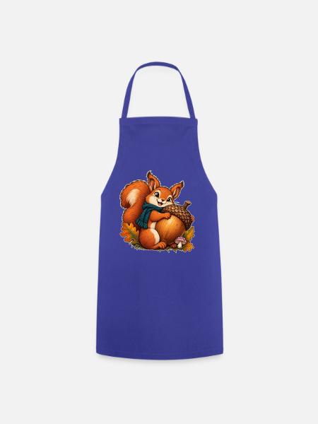 Eichhörnchen mit einer riesigen Eichel - Kochschürze - Royalblau