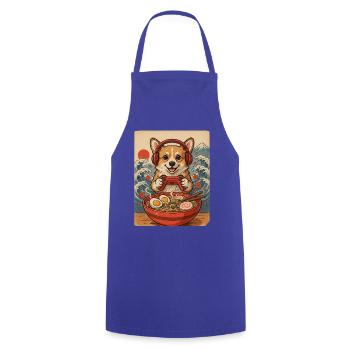 Corgi Gamer mit Controller und Nudelsuppe - Kochschürze - Royalblau - Vorne - AI Model Male 185 dark (185cm)