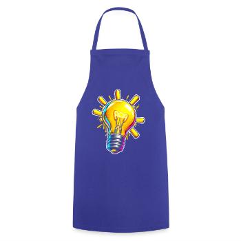 Farbenfrohe Ideen-Glühbirne - Kochschürze - Royalblau - Vorne - AI Model Male 185 dark (185cm)