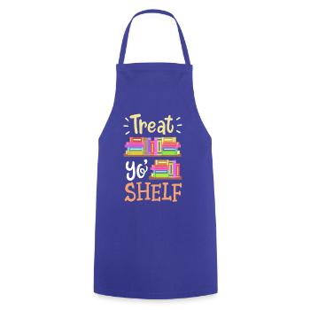 Bücherregal Spruch Humor - Kochschürze - Royalblau - Vorne - AI Model Male 185 dark (185cm)